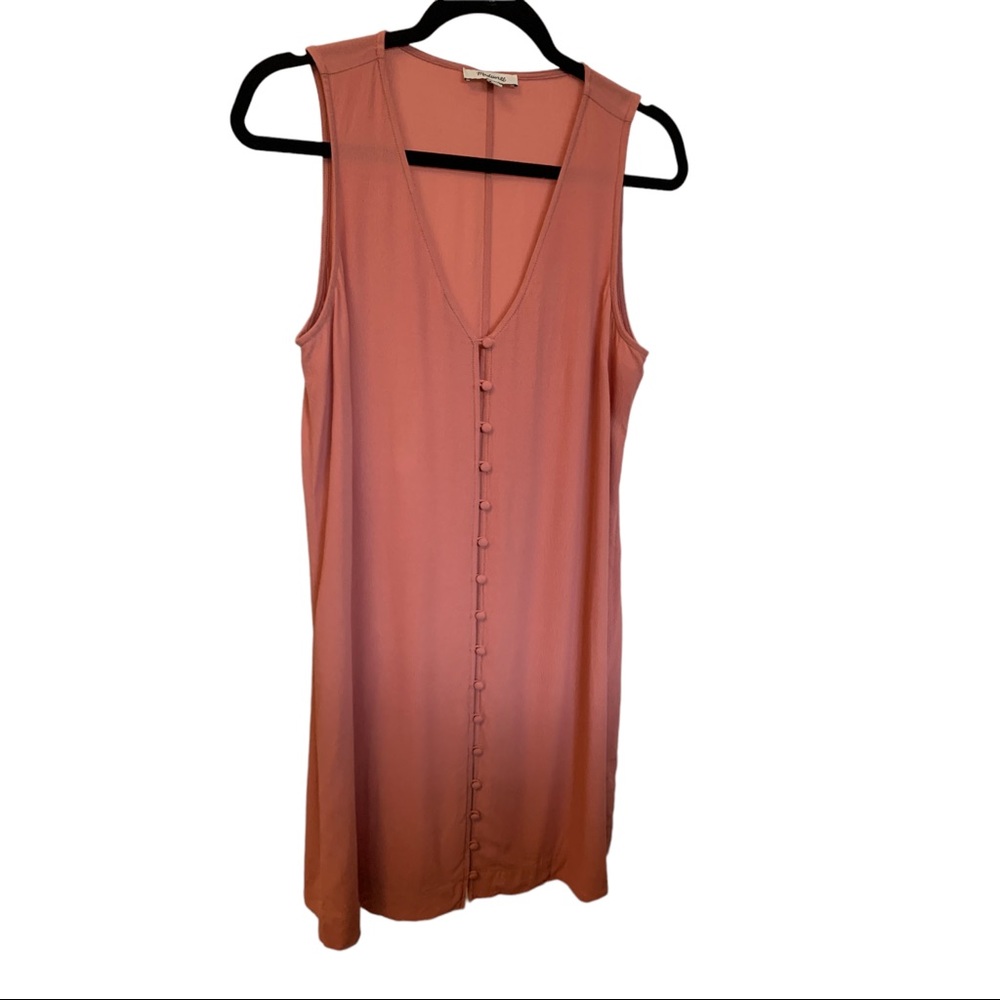 Madewell sleeveless dress pink with buttons size medium
